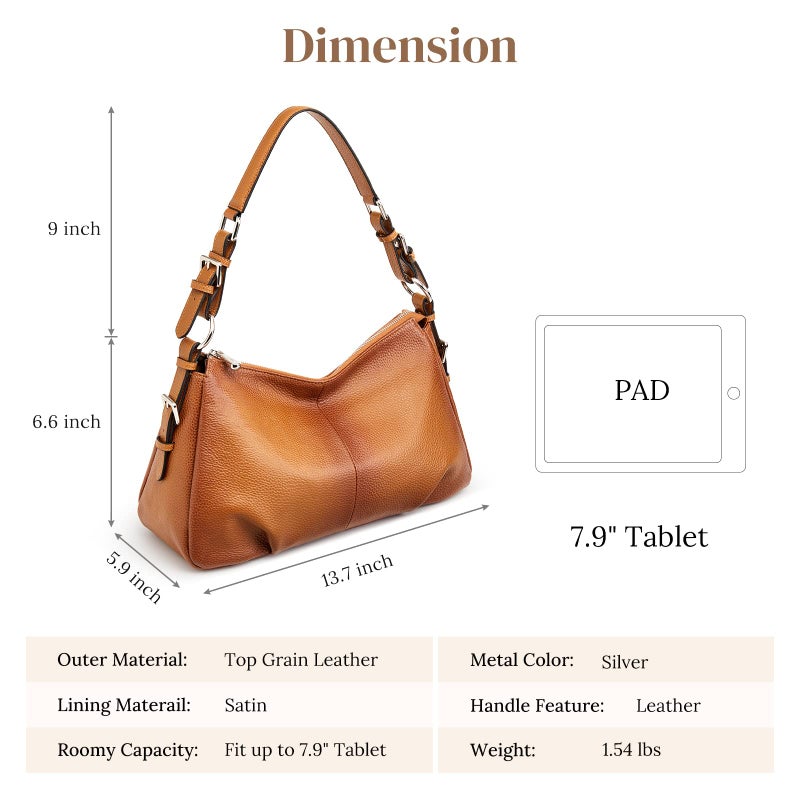 S-ZONE Womens Hobo Genuine Leather Shoulder Bag Top-handle Handbag Ladies Purses - Image 3